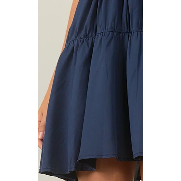 Elan Designer Navy NWT Blue Puff Sleeve Baby Doll Dress Womans Small Square Neck - Picture 5 of 9